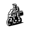 Touring motorbike silhouette vector adventure isolated on white background Royalty Free Stock Photo