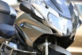 Touring motorcycle BMW R1200 RT. View along right side close up Royalty Free Stock Photo