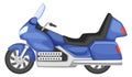 Touring motorcycle icon. Cartoon bike. Blue motorbike Royalty Free Stock Photo