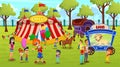 Touring Traveling Circus Cartoon Vector Concept