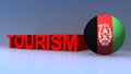 Tourism with Afghanistan flag on blue