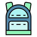 Tourism backpack icon color outline vector