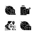 Tourism black glyph icons set on white space