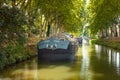 Tourism boat on the Canal du Midi, Southern France near Toulouse