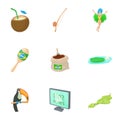 Tourism in Brazil icons set, cartoon style Royalty Free Stock Photo