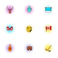 Tourism in Canada icons set, pop-art style Royalty Free Stock Photo