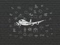 Tourism concept: Airplane on wall background Royalty Free Stock Photo