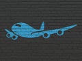 Tourism concept: Airplane on wall background Royalty Free Stock Photo