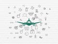 Tourism concept: Aircraft on wall background Royalty Free Stock Photo