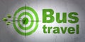 Tourism concept: target and Bus Travel on wall background Royalty Free Stock Photo