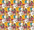 Tourism crowd people color seamless pattern. Royalty Free Stock Photo