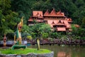 The tourism of culture of Thailand Wat Tham Khao Wong old wooden temple