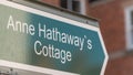 Tourism directional sign in Stratford-upon-Avon to Anne Hathaway`s Cottage