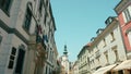 Europe, Slovakia, Bratislava, Michalska Street with Medieval Gate and Tower