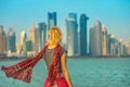 Tourism in Doha West Bay Royalty Free Stock Photo