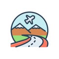 Color illustration icon for Tourism, touring and ramble