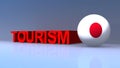 Tourism with japan flag on blue