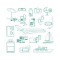 Tourism line art icon set