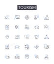 Tourism line icons collection. Travel Industry, Vacation Business, Hospitality Sector, Sightseeing Market, Excursion Royalty Free Stock Photo