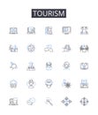 Tourism line icons collection. Travel Industry, Vacation Business, Hospitality Sector, Sightseeing Market, Excursion Royalty Free Stock Photo