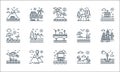 tourism line icons. linear set. quality vector line set such as anchor, resort, beach, desert, hot air balloon, beach, swimming