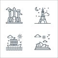 tourism line icons. linear set. quality vector line set such as , boat, eiffel tower