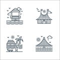 tourism line icons. linear set. quality vector line set such as bridge, cruise ship, circus tent Royalty Free Stock Photo