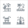 tourism line icons. linear set. quality vector line set such as burj khalifa, bungalow, island