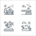 tourism line icons. linear set. quality vector line set such as desert, island, luggage