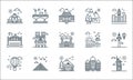 tourism line icons. linear set. quality vector line set such as , mansion, hot air balloon, taj mahal, pyramid, bridge, sunrise,