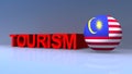 Tourism with Malaysia flag on blue