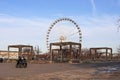 Tourism Montreal - embankment, ferris wheel, old lifting port cranes, tourist attractions.