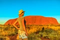 Tourist woman in Uluru-Kata Tjuta Royalty Free Stock Photo