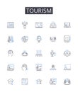 Tourism line icons collection. Travel Industry, Vacation Business, Hospitality Sector, Sightseeing Market, Excursion Royalty Free Stock Photo