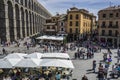 Tourism, Roman aqueduct of segovia. architectural monument decla