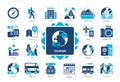 Tourism solid icon set Royalty Free Stock Photo