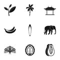 Tourism in Sri Lanka icons set, simple style