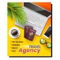 Tourism travel banner vacation airplane vector