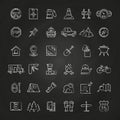 Tourism and travel brush line icons collection