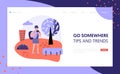 Tourism and travel landing page template people