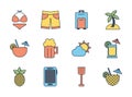 Tourism travel time summer icons set Royalty Free Stock Photo