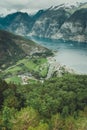 View of the fjords at Stegastein viewpoint in Norway Royalty Free Stock Photo