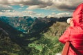 Tourist taking photo from Dalsnibba viewpoint Norway Royalty Free Stock Photo