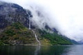 Tourism vacation and travel. Mountains and waterfall in Bergen, Norway, Scandinavia Royalty Free Stock Photo