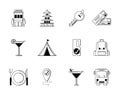 Tourism vacations travel icon set thin line