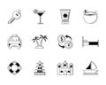 Tourism vacations travel icon set thin line