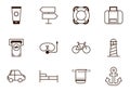 Tourism vacations travel related icons set line style