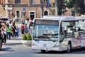 Tourist aboard a sightseeing tour bus in Rome, Italy. Royalty Free Stock Photo