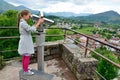 Tourist above the Bacque town Royalty Free Stock Photo