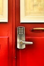 Tourist accommodation door with numeric key access